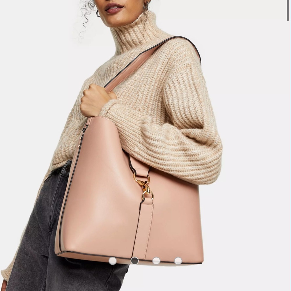 Topshop Double Strap Shoulder Beige Bag